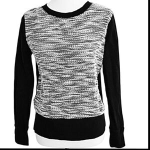Lou & Grey Marled Knit Front Mixed Long Sleeve Pullover Sweater